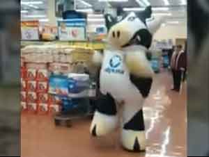 1 Vaca Hace un Flash Mob con MUUvimientos Divertidos En El Supermercado